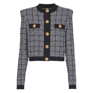 BALMAIN Women's Intarsia Logo Knit Sweater Women BLACK Sweaters & Knitwear